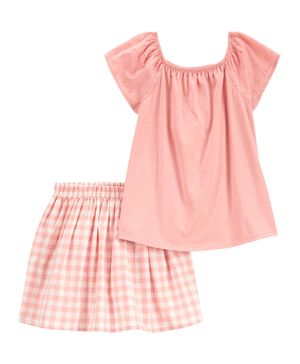Conjunto De 2 Prendas Falda Corta De Gingham Carter's
