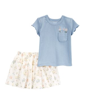 Conjunto De 2 Prendas Falda Pantalón Floral Y Conejito Carter's
