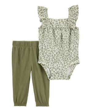 Conjunto De 2 Prendas Pañalero Floral Y Pantalón Carter's