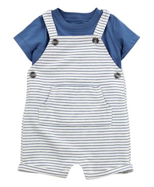 Conjunto De 2 Prendas Playera A Rayas Y Overol Corto Carter's