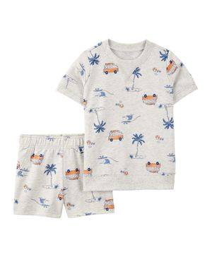 Conjunto De 2 Prendas Short Con Estampado De Playa Carter's