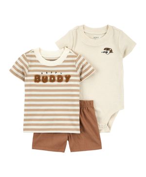Conjunto De 3 Prendas A Rayas Con Short Carter's