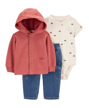 Conjunto De 3 Prendas Con Chamarra Floral Carter's