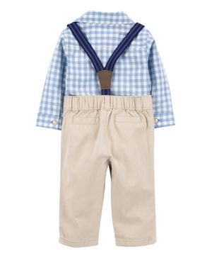Conjunto De 3 Prendas Con Pantalón De Tirantes A Cuadros Carter's