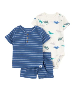 Conjunto De 3 Prendas Estampado De Dinosaurio Carter's