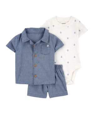 Conjunto De 3 Prendas Estilo Chambray Con Ancla Carter's