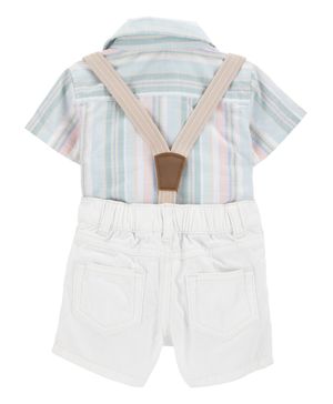 Conjunto De 3 Prendas Pañalero Y Shorts Con Tirantes Carter's