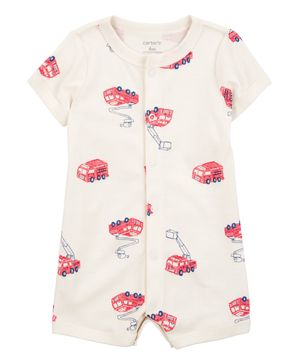 Jumpsuit De Manga Corta Con Camión De Bomberos Carter's