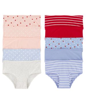 Paquete 10 Calzones De Algodón Elástico Estampado Fresa Carter's