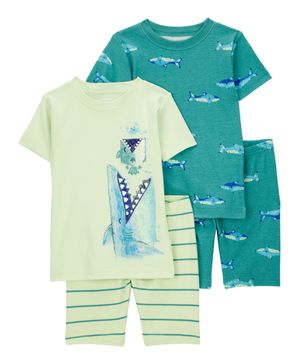 Pijama De 4 Prendas De Algodón Con Estampado De Tiburón Carter's