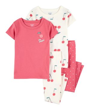 Pijama De 4 Prendas De Algodón Estampado Cerezas Carter's