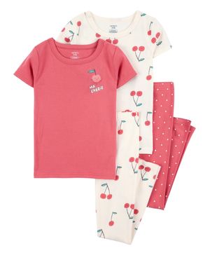 Pijama De 4 Prendas De Algodón Estampado Cerezas Carter's