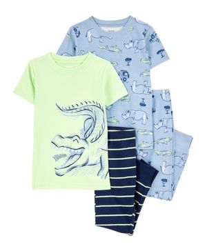 Pijama De 4 Prendas De Algodón Estampado Cocodrilo Carter's