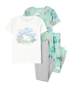 Pijama De 4 Prendas De Algodón Estampado Conejito Carter's