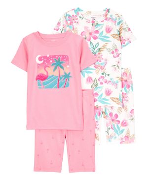 Pijama De 4 Prendas De Algodón Estampado De Flamingos Carter's