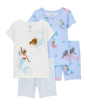 Pijama De 4 Prendas De Algodón Estampado De Sirenas Carter's