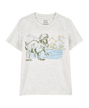 Playera De Punto De Dinosaurios Y Manga Corta Gris Carter's