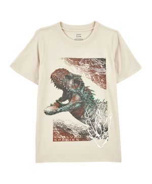 Playera Tejida De Manga Corta Estampado Dinosaurio Crema Carter's