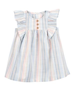 Vestido A Rayas Con Mangas De Volante Carter's