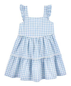 Vestido Manga Corta Con Estampado A Cuadros Gingham Carter's