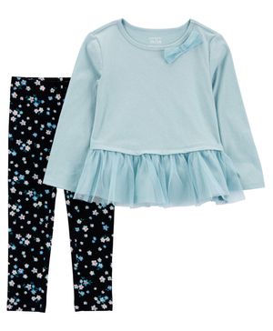 Conjunto De 2 Piezas Playera Peplum De Tul Y Leggings Floral Carter's