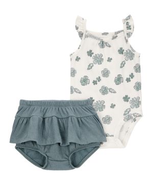 Conjunto de 2 prendas Pañalero Mangas Con Olanes Y Shorts Carter's