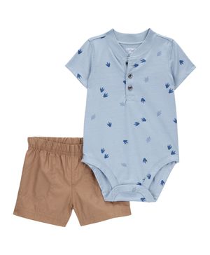 Conjunto de 2 prendas Pañalero Y Pantalón Huella Dinosaurio Carter's