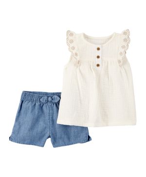 Conjunto de 2 prendas Shorts De Cambray Sin Cordones Carter's