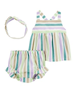 Conjunto de 3 prendas Con Shorts A Rayas Carter's