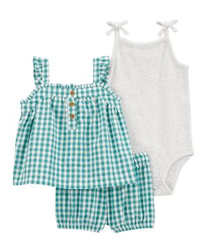 Conjunto de 3 prendas Con Shorts Estampado A Cuadros Carter's