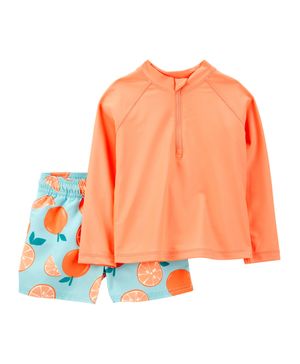 Traje De Baño De 2 Piezas Con Estampado Naranja Carter's