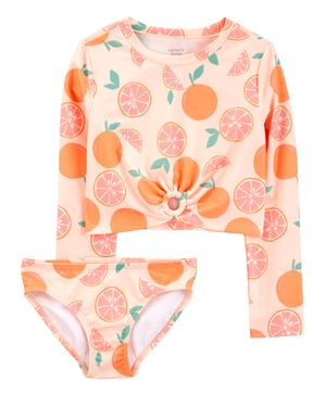 Traje De Baño De 2 Piezas  Con Estampado Naranja