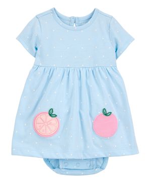 Vestido Con Cubrepañal Integrado Estampado Durazno Azul Carter's