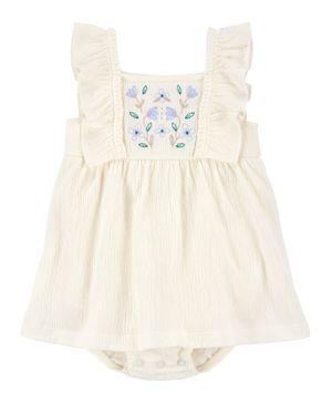Vestido Con Cubrepañal Integrado Mangas Con Olanes Floral Carter's