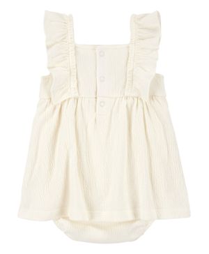 Vestido Con Cubrepañal Integrado Mangas Con Olanes Floral Carter's