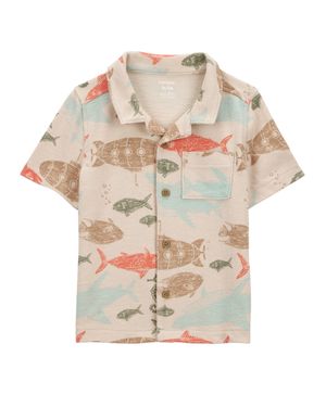Camisa De Botones De Estampado Marino Carter's