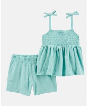Conjunto De 2 Piezas Con Blusa Sin Mangas Plisada Y Short Carter's