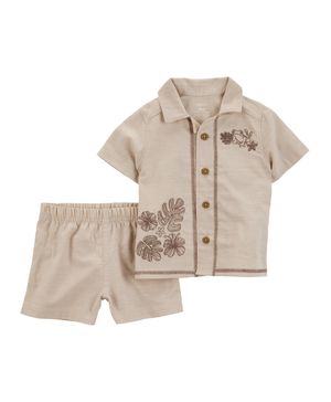 Conjunto De 2 Piezas Con Camisa De Botones Y Short Carter's