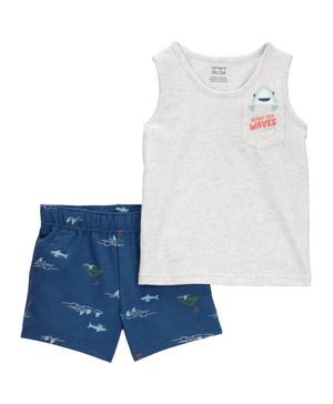 Conjunto De 2 Piezas Con Short De Tiburones Carter's