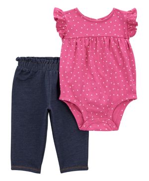 Conjunto De 2 Piezas De Pañalero Y Pantalones De Corazones Carter's