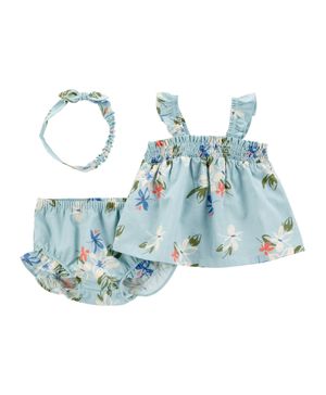 Conjunto De 3 Piezas Con Playera Sin Mangas Y Short Floral Carter's