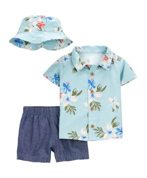 Conjunto De 3 Piezas Con Short De Chambray Tropical Carter's