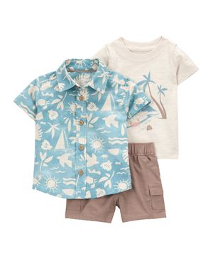 Conjunto De 3 Piezas Con Short De Estampado De Playa Carter's