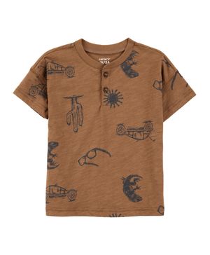 Playera De Cuello Tipo Henley Con Estampado Desert Carter's