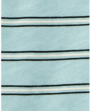Playera De Cuello Tipo Henley De Punto Flameado A Rayas Carter's
