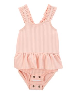 Traje De Baño De 2 Piezas Con Olanes Y Gorro Para El Sol Carter's