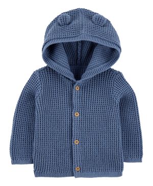 Suéter de punto gofrado con capucha en azul marino Carter's