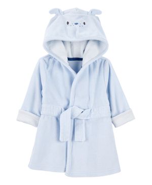 Bata de felpa francesa con capucha de perrito en azul Carter's