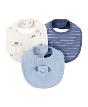 Paquete de 3 baberos en azul y marfil con perritos Carter's