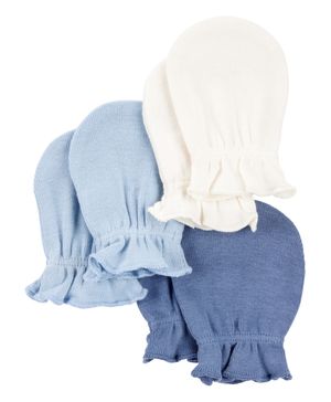 Paquete de 3 pares de guantes para bebé en azul Carter's